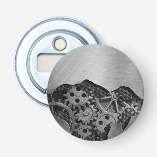 Metal background with mechanical damage bottle opener