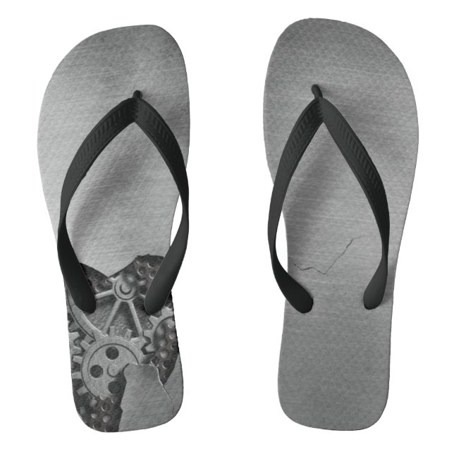 Metal background with mechanical damage flip flops (Footbed)