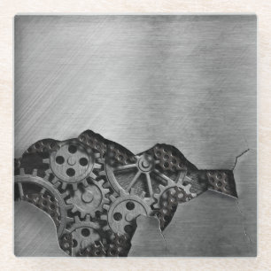 Metal background with mechanical damage glass coaster