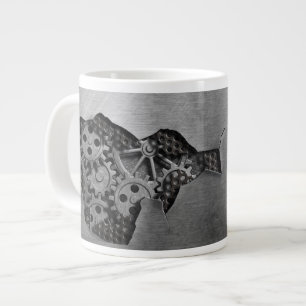 Metal background with mechanical damage large coffee mug