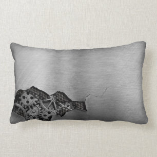 Metal background with mechanical damage lumbar pillow