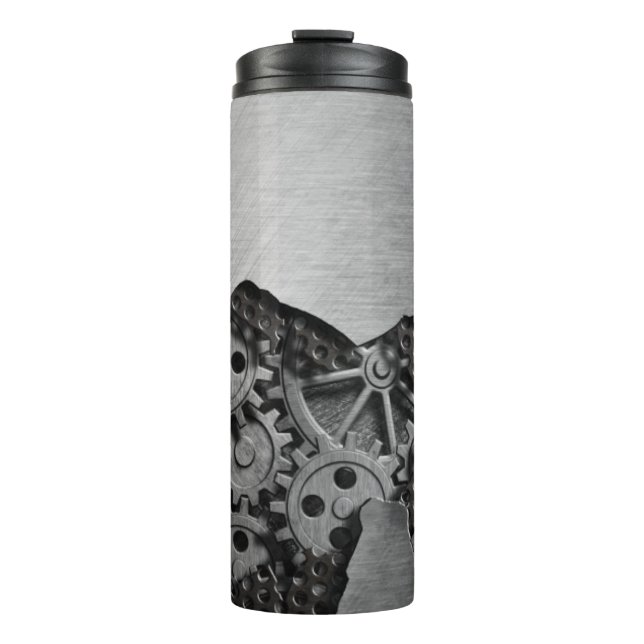 Metal background with mechanical damage thermal tumbler (Front)