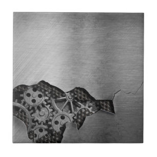 Metal background with mechanical damage tile