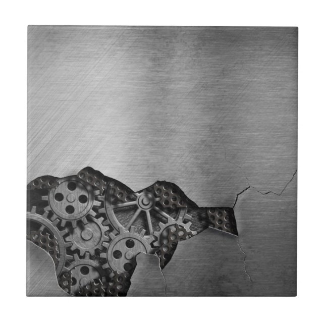 Metal background with mechanical damage tile (Front)