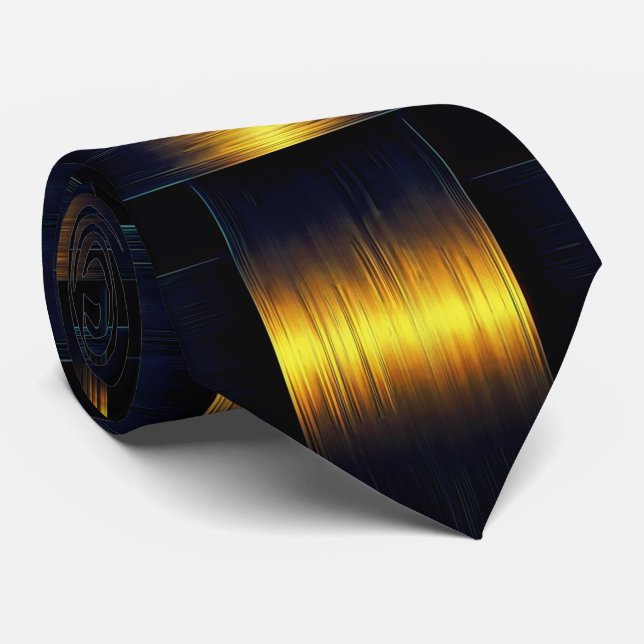 Metal Black Gold Neck Tie (Rolled)