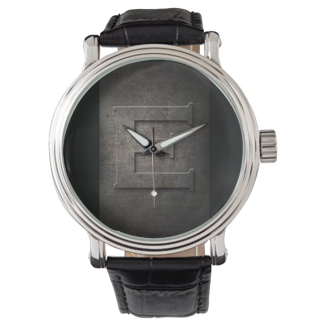 Metal Black Metal Rustic E Monogram Watch (Front)