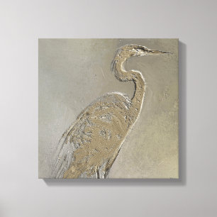 Metal Blue Heron Canvas Print