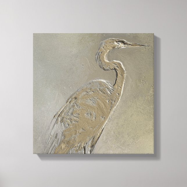 Metal Blue Heron Canvas Print (Front)