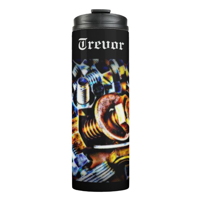 Metal Bolts Pop Art Personalized Thermal Tumbler (Front)