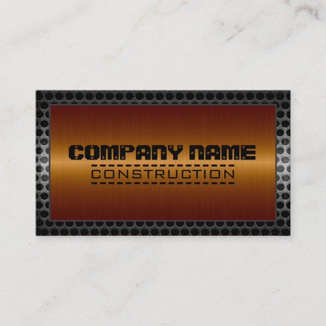 Metal Border Construction Elegant Steel Look #20 Business Card (Front)