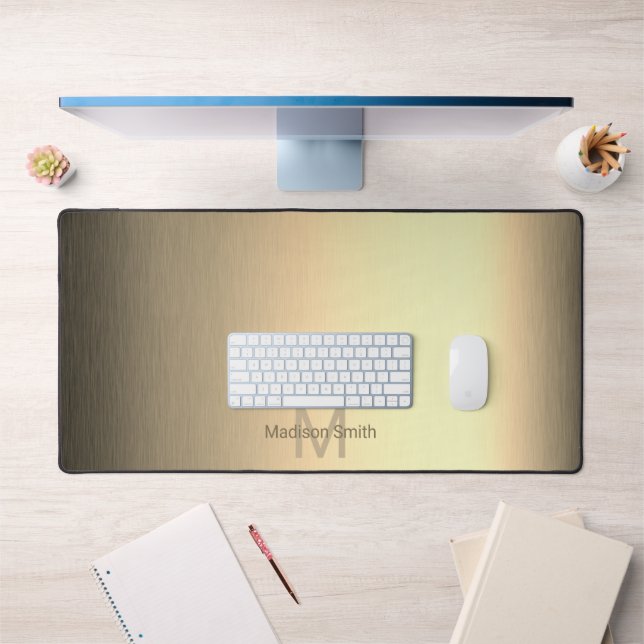 Métal brossé or élégant design moderne Monogram (Bureau 1)