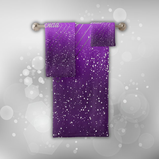 Métal brossé violet moderne avec Monogramme argent (Créateur téléchargé)