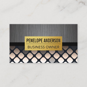 Metal Brushed Gold Border Geometric Pattern Business Card