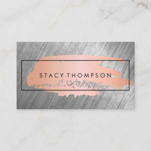 Metal Brushed   Pink Paint Stroke Business Card