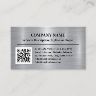 Metal Brushed Steel Aluminum Style Add QR Code Business Card