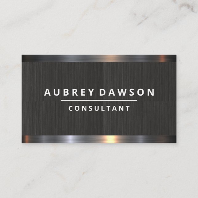 Metal Brushed Trim | Black Texture Business Card (Front)