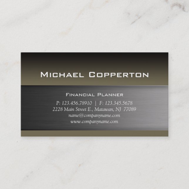 Metal Business Card Khaki Green Header (Front)
