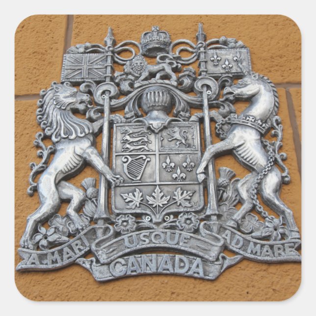 Metal Canada Coat of Arms Square Sticker (Front)