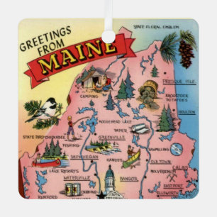 Métal Carte de l'État du Maine en ornement
