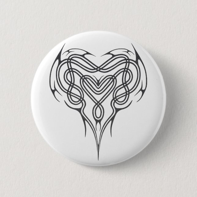 Metal Celtic Heart Knot 2 Inch Round Button (Front)