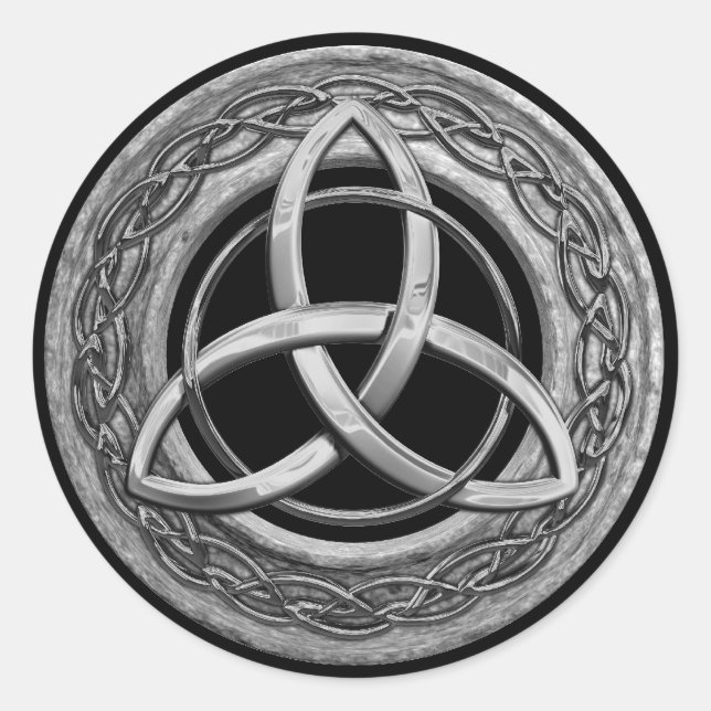 Metal Celtic Trinity Knot Classic Round Sticker (Front)