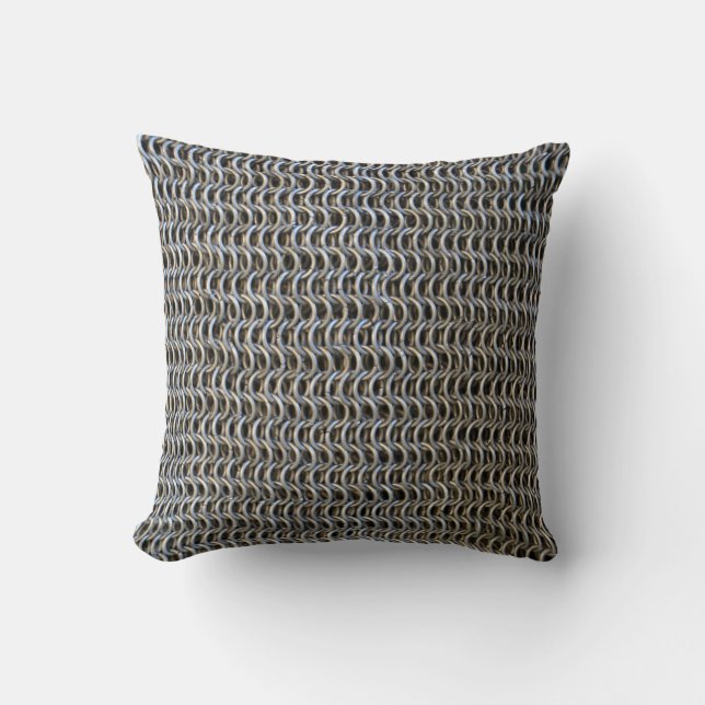 metal chain mail armour medieval knight fighter hi throw pillow (Front)