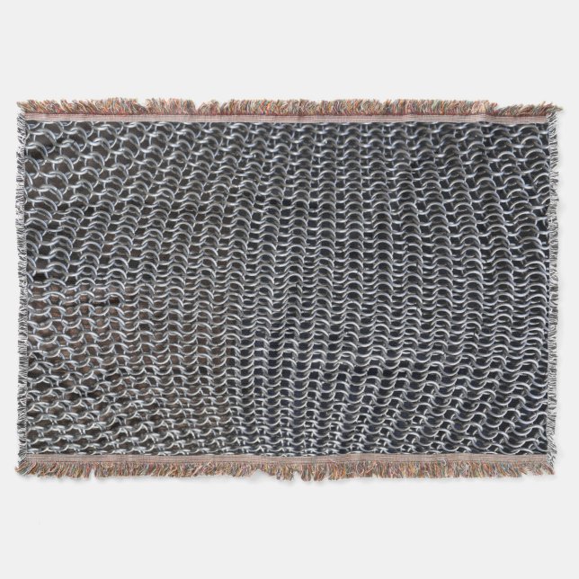 metal chain mail armour medieval knight fighter throw blanket (Front)