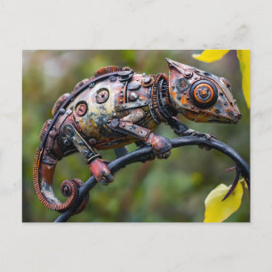 Metal Chameleon on Branch twig sitting Postcard