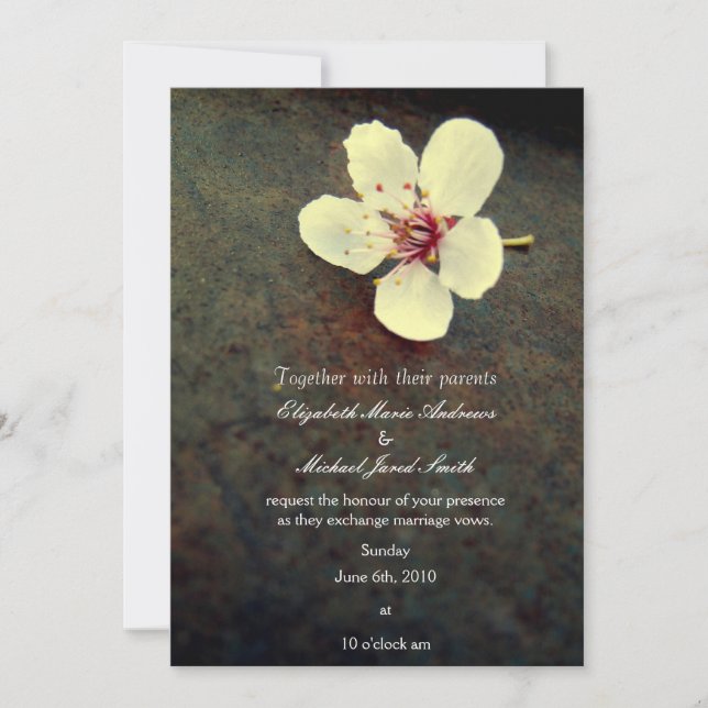 Metal Cherry Blossom Wedding Invitation (Front)