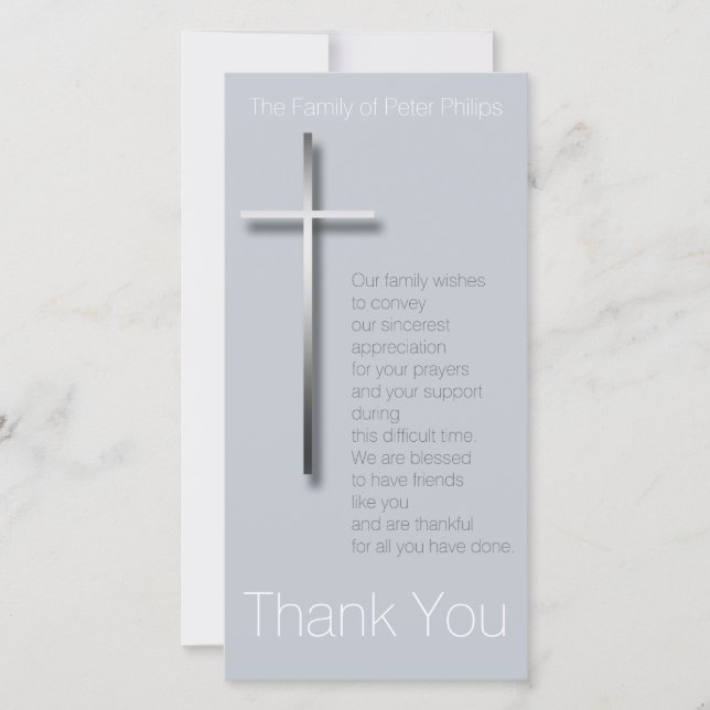 Metal Christian Cross Sympathy Thank You choose C (Front)
