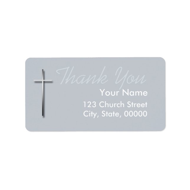Metal Christian Cross Thank You Label 2 (Front)