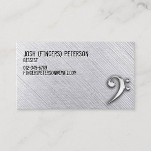 Metal Chrome Bass Clef Carte de visite Bassistance