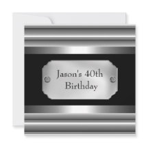 Metal Chrome Black White Style Silver Mens 40th