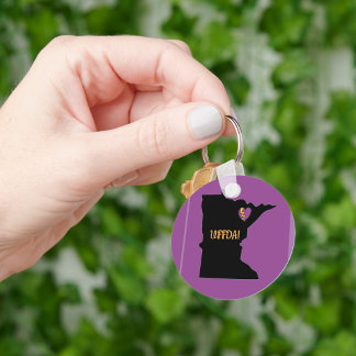 Metal Circle Keychain, 2", Minnesota, Uffda Keychain