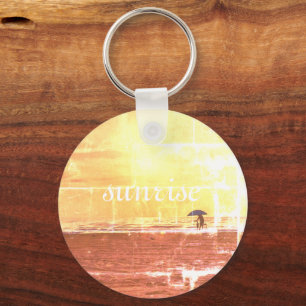 Metal Circle Keychain, 2" Sunrise Keychain