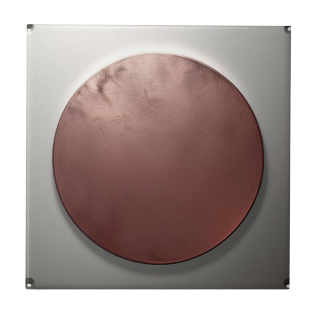 Metal circle silver and rose gold Ceramic Tile (Front)