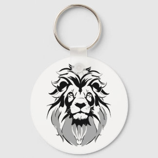 Metal circle with lion face 5,08cm keychain