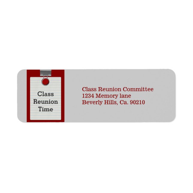 Metal Clip Notepaper Red Class Reunion (Front)