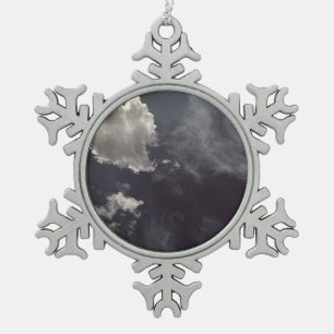 Metal cloud snowflake pewter christmas ornament