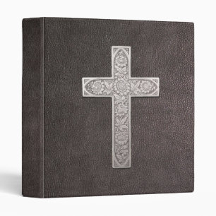 Metal Cross On Dark Leather Binder