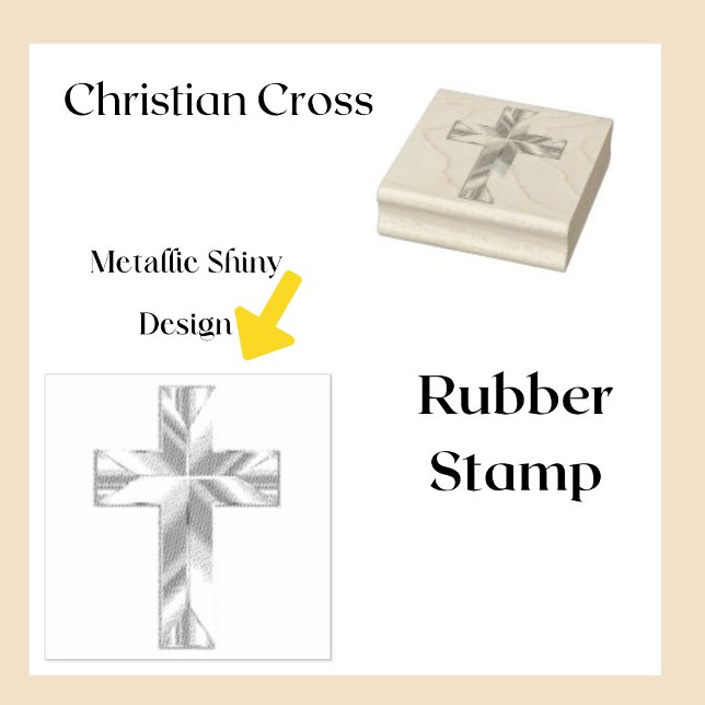Metal Cross Rubber Stamp (Christian Cross with Metallic Design)