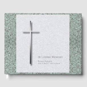 Metal Cross Stone 1 Funeral Memorial Livre d'or