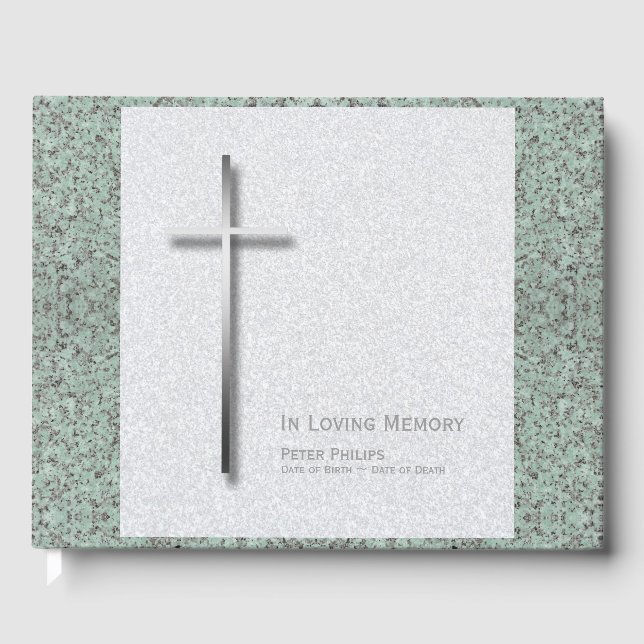 Metal Cross Stone 1 Funeral Memorial Livre d'or (Recto)