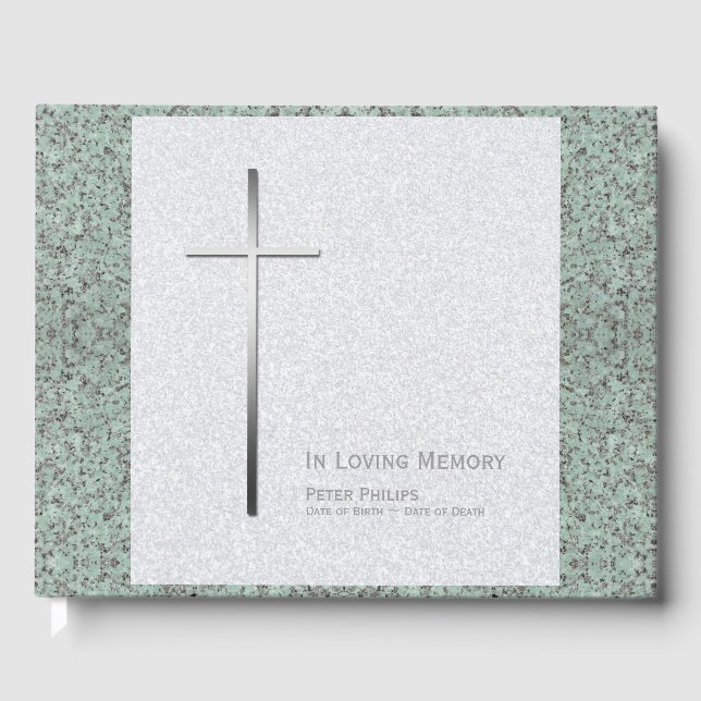 Metal Cross Stone 2 Funeral Memorial Livre d'or (Recto)