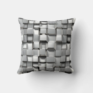 Metal Cube White Throw Pillow