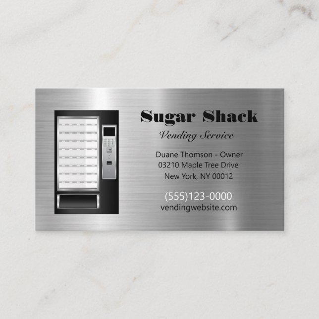 Metal Design Food Snack Vendor Vending Service Business Card (Front)