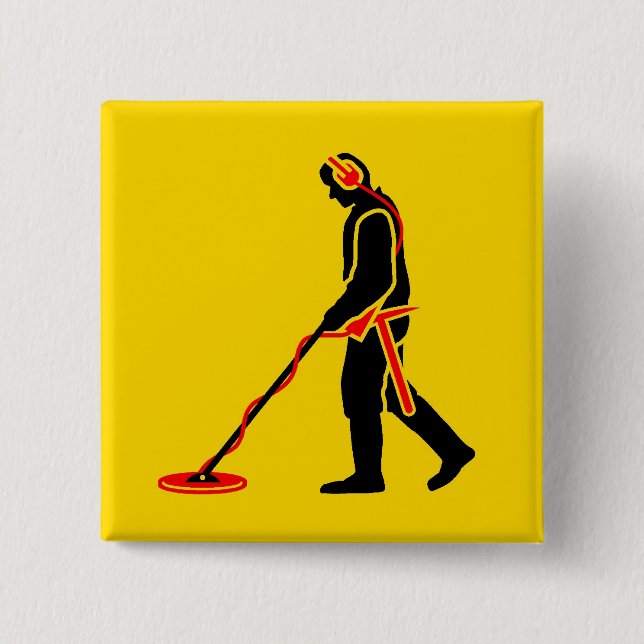 Metal Detecting 2 Inch Square Button (Front)