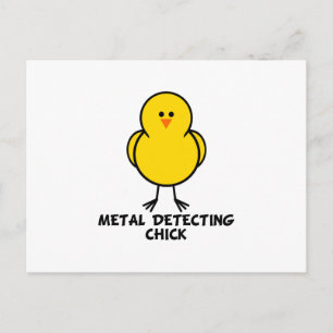 Metal Detecting Chick Postcard