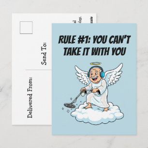 Metal Detecting Heaven Angel Birthday Humour Postcard