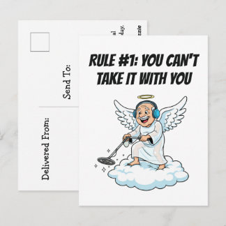 Metal Detecting Heaven Angel Birthday Humour Postcard